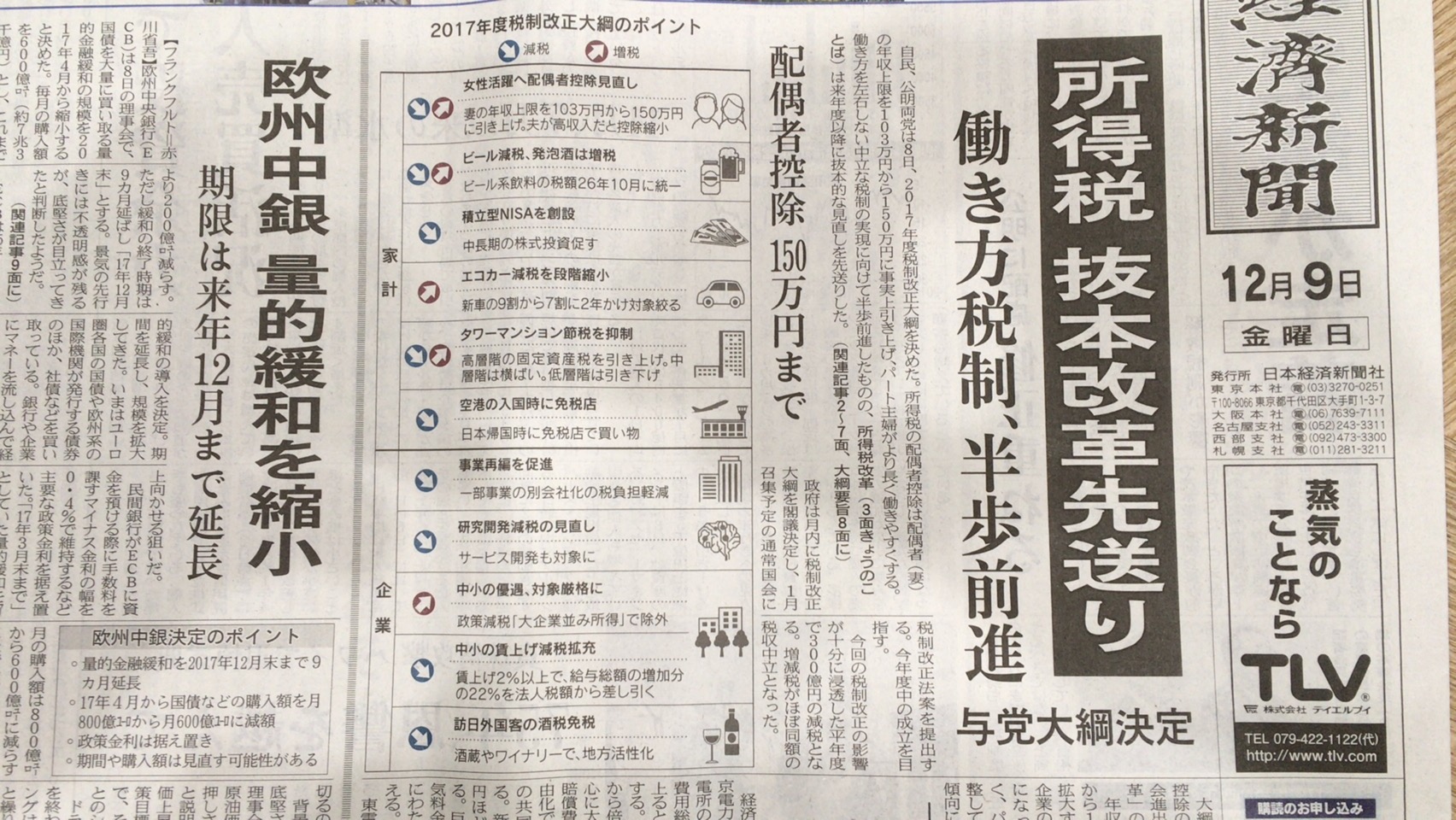 日経新聞より2017年度税制改正大綱
